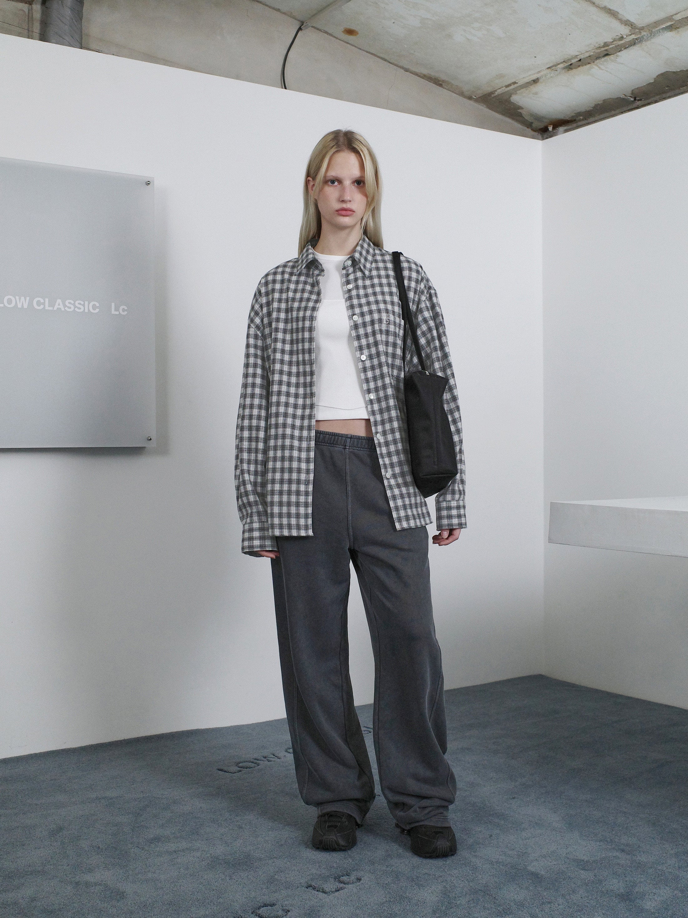 Low Classic Oversized Flannel Shirt Black Check