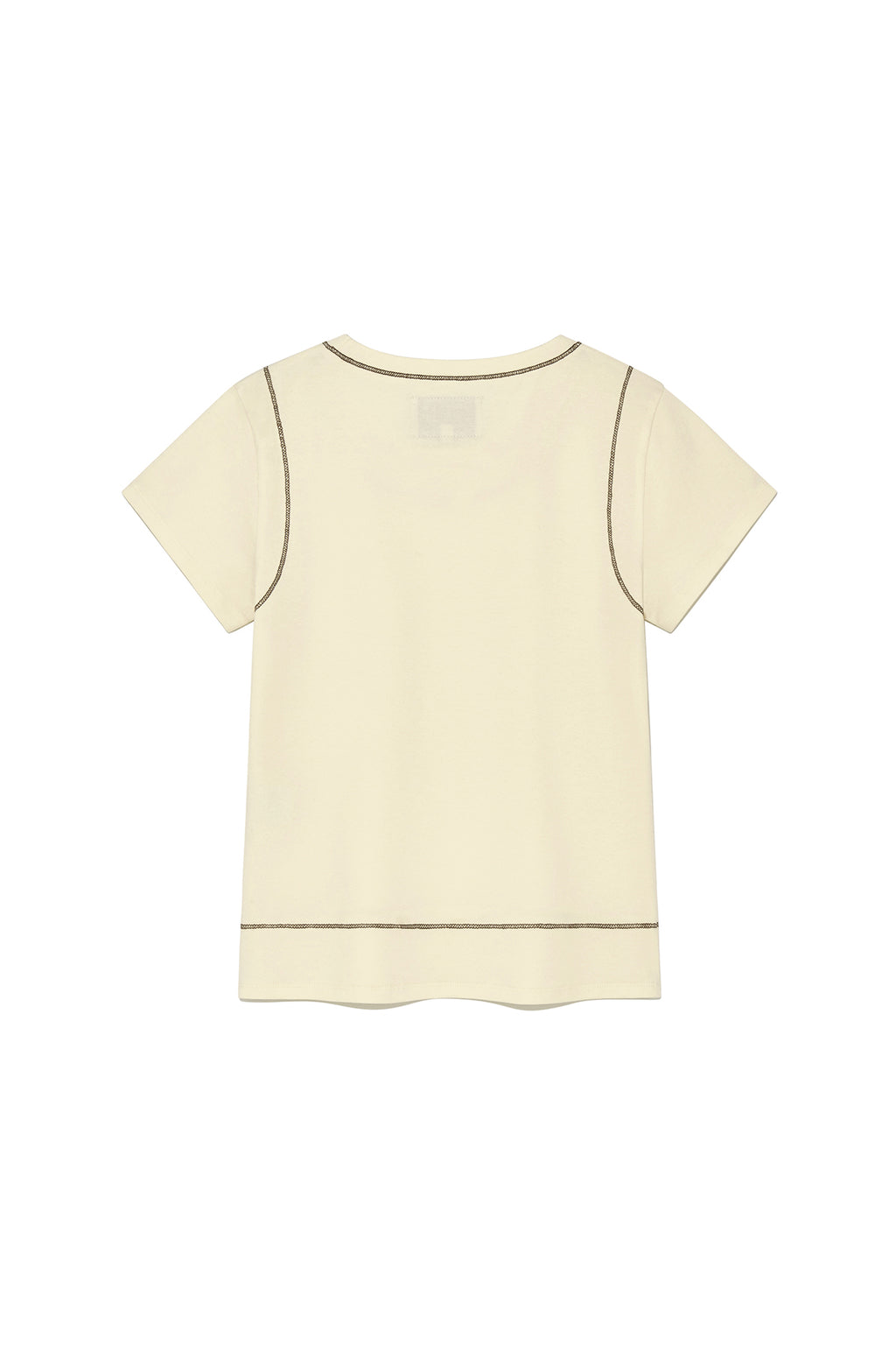[matinkim] Stitch Point Small Logo Top IN Light Yellow