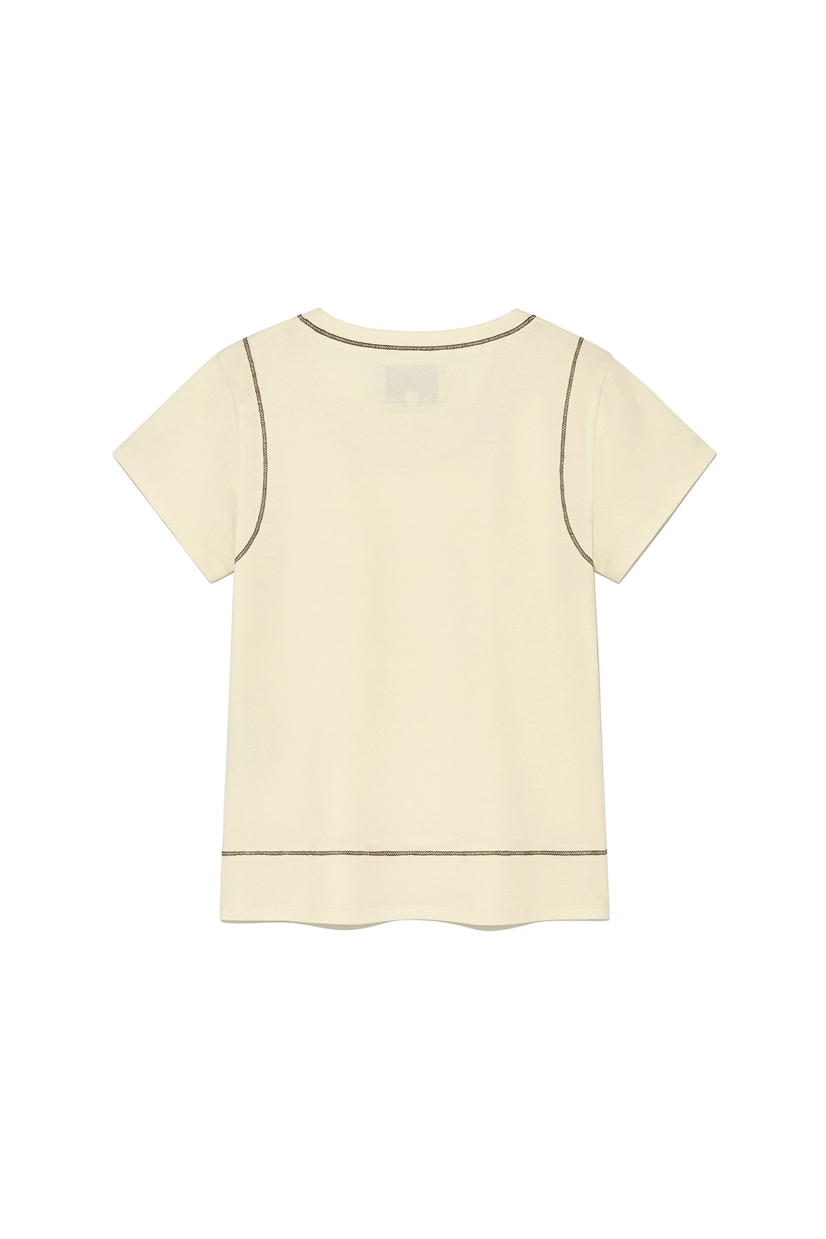 [matinkim] Stitch Point Small Logo Top IN Light Yellow