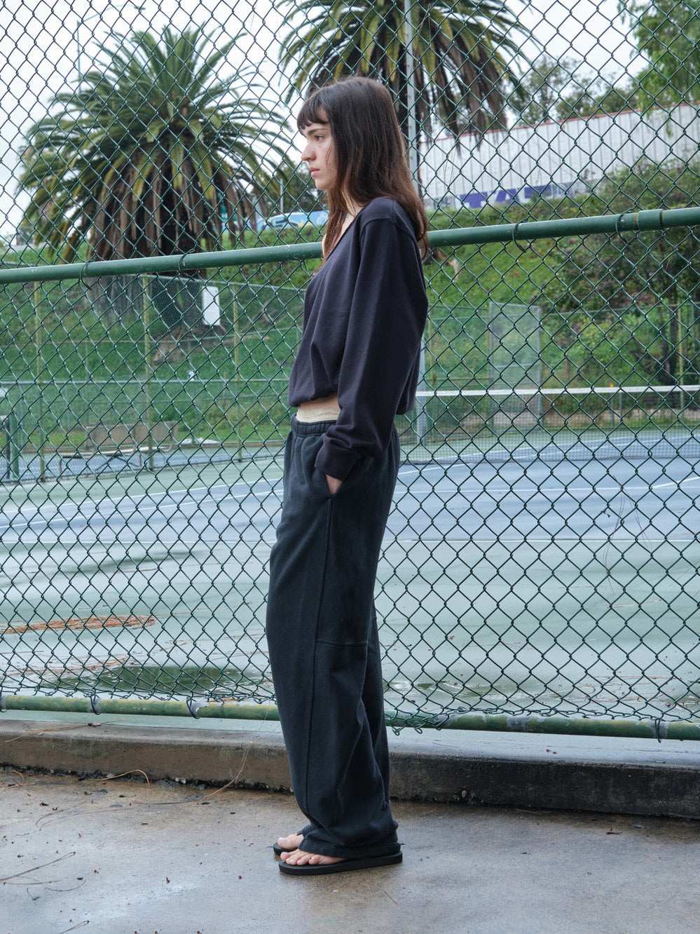 Low Classic Washed Loose Fit Sweatpants Black