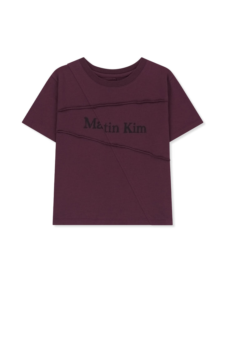 Matinkim Diagonal Cut Logo Crop Top IN Purple