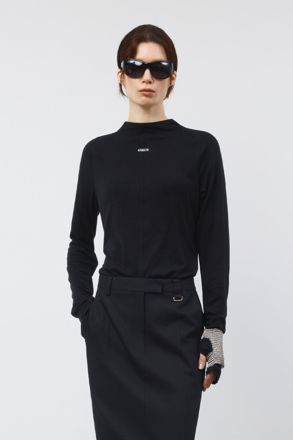 Matinkim Slim Hoody Jersey Top IN Black