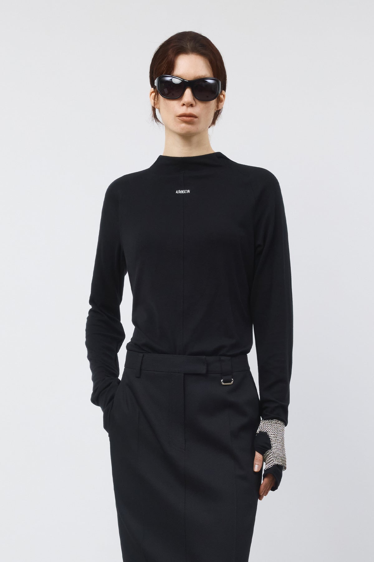 Matinkim Slim Hoody Jersey Top IN Black