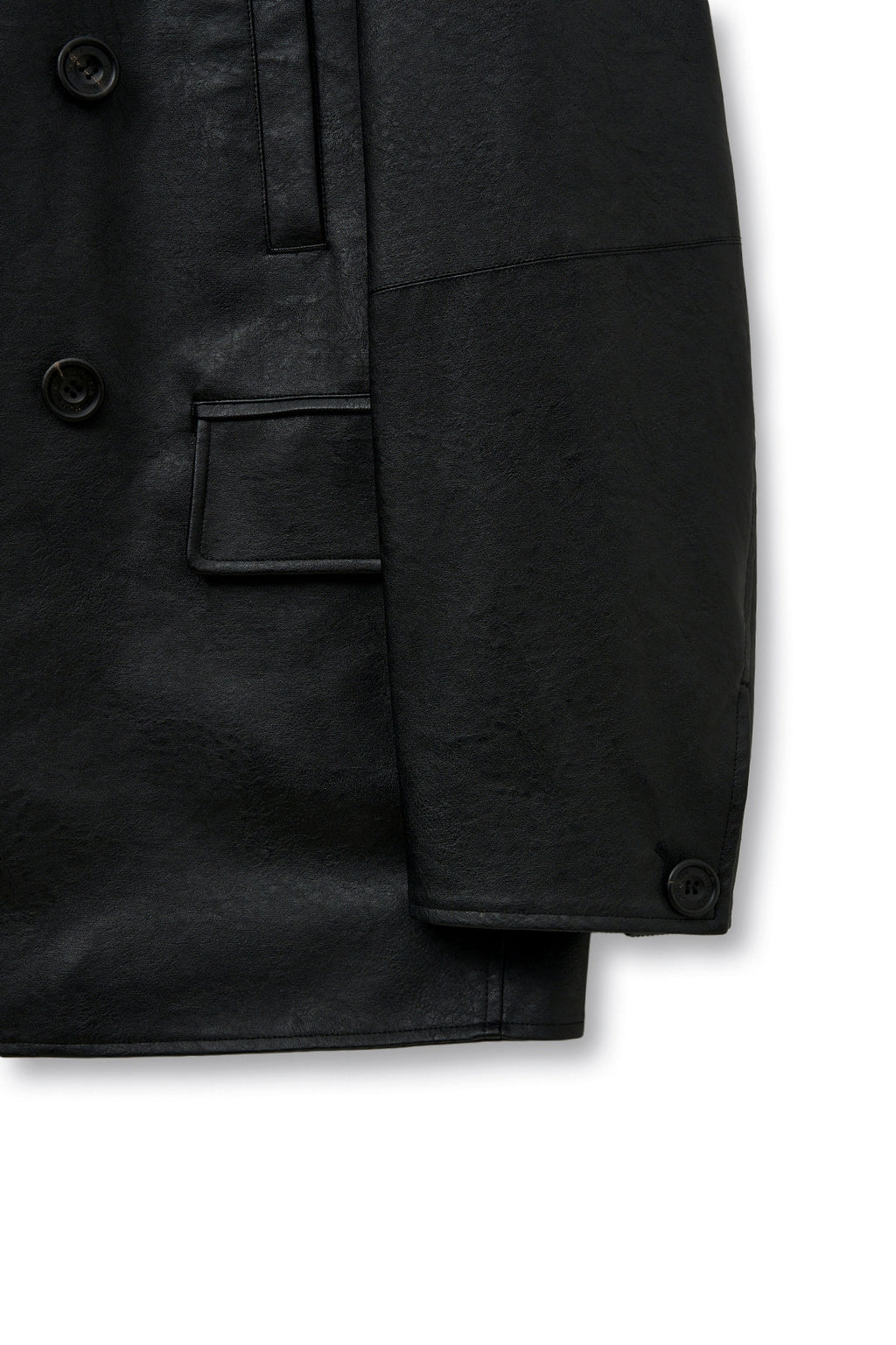 [matinkim] FAUX LEATHER DOUBLE JACKET FOR MEN IN BLACK