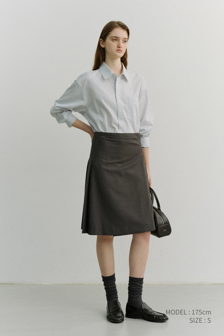 Dunst Unisex Oversized Striped Shirt Misty Blue Stripe