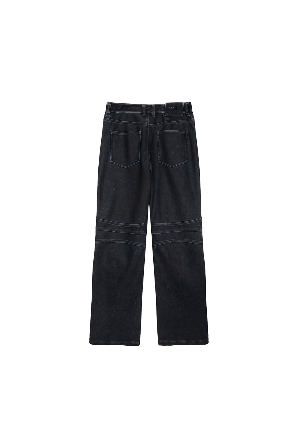 [matinkim] BIKER DETAIL WASHED LEATHER PANTS IN NAVY