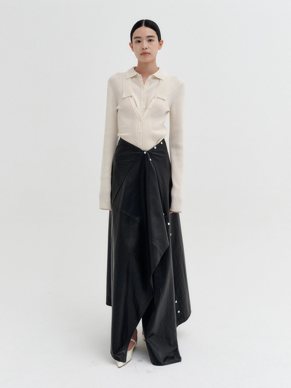 EENK Double Layer Front Cardigan - Ivory