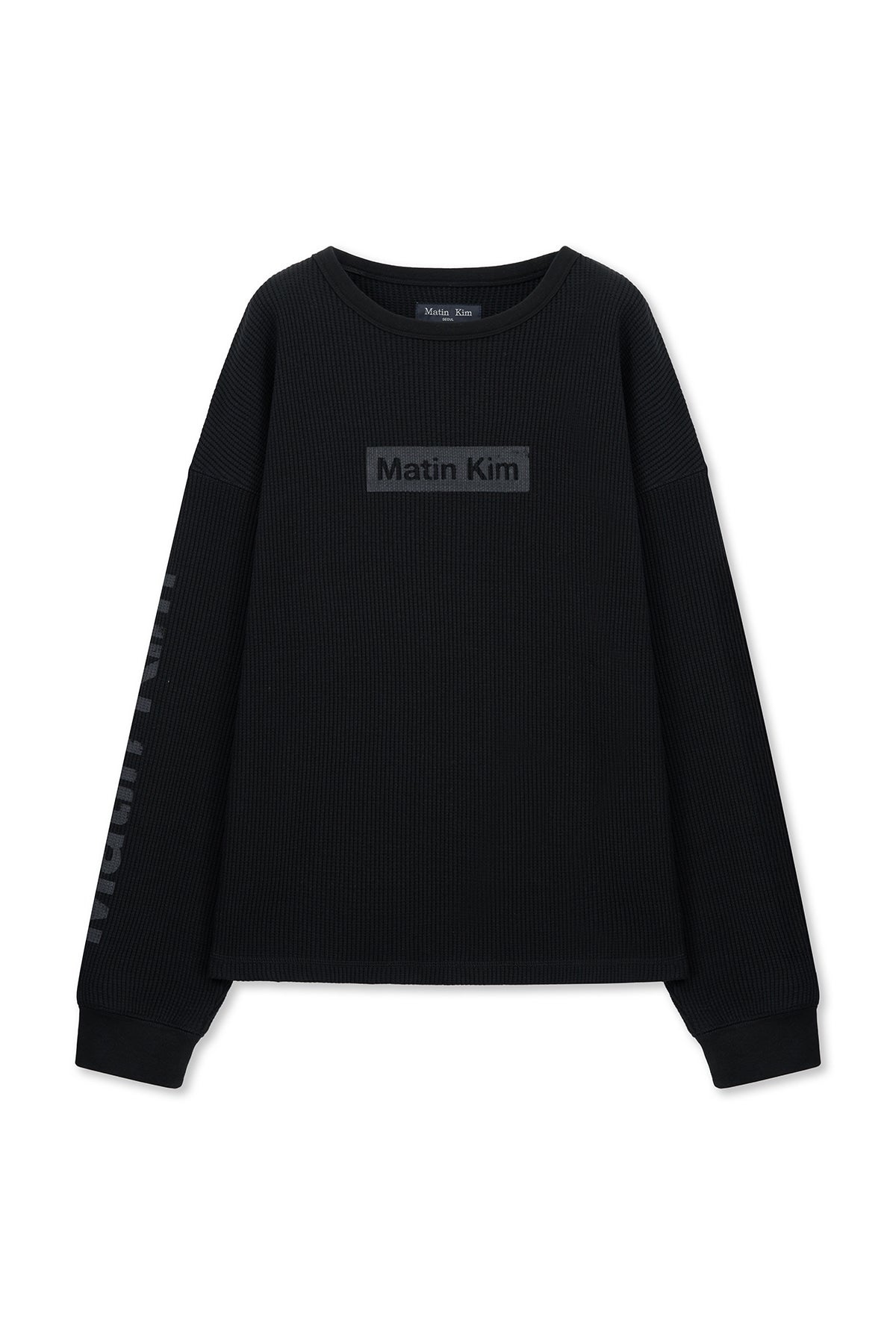 Matinkim Sleeve Logo Waffle Top For Men IN Black