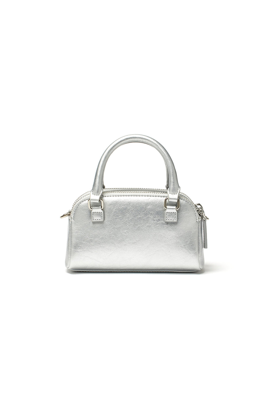 [matinkim] DOUBLE ZIPPER MINI CROSS BAG IN SILVER
