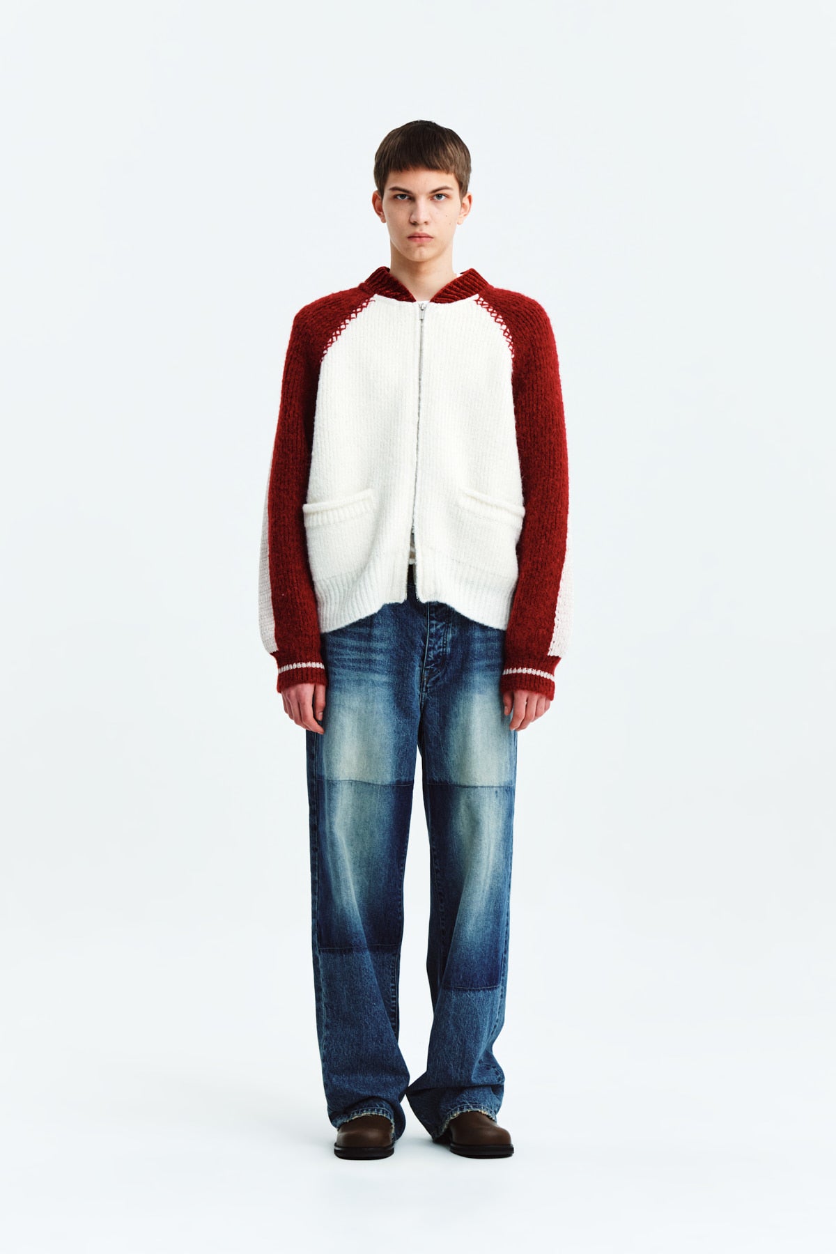 [matinkim] REVERSE WASHED DENIM PANTS FOR MEN IN BLUE