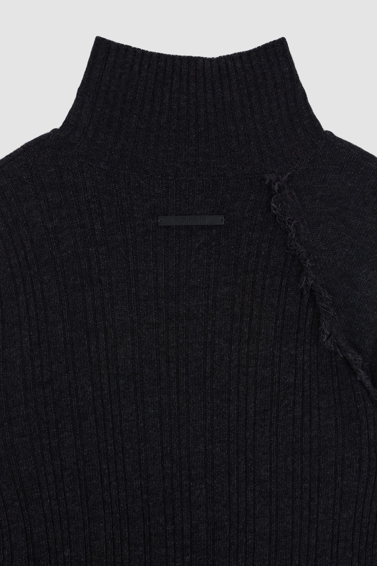Matinkim Unbalance Fringe Knit Dress IN Charcoal