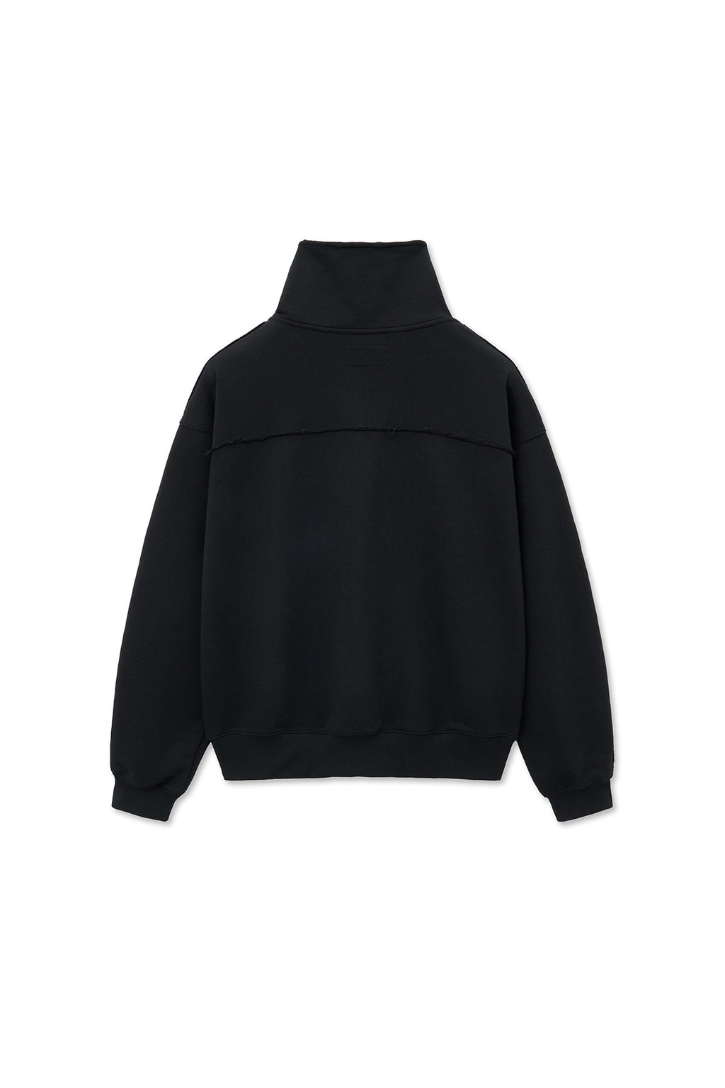 [matinkim] CUT OUT HALF ZIP SWEATSHIRT FOR MEN IN BLACK