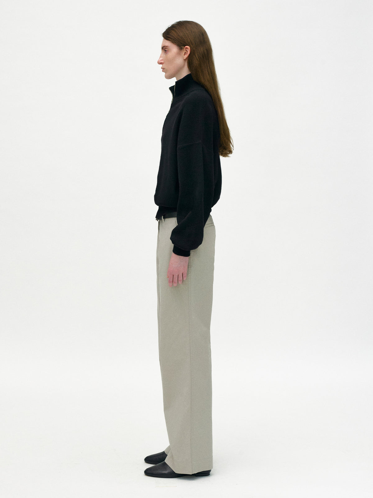 Nothing Written Soft collar half zip-up (Black)