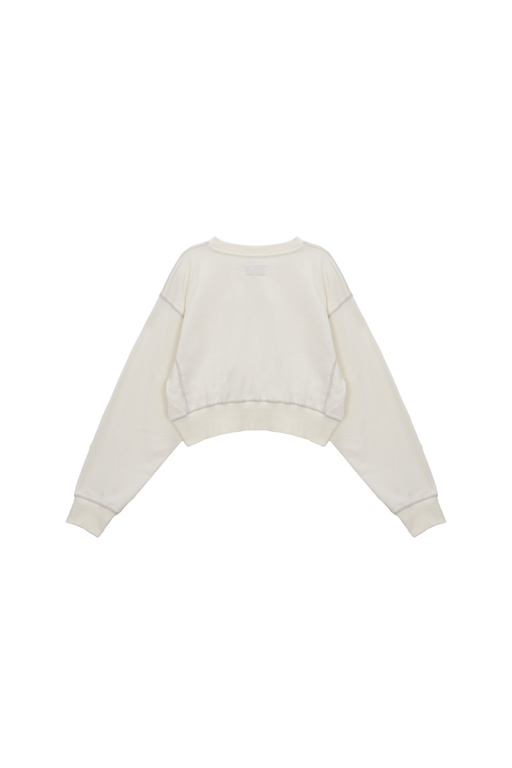 [matinkim] STITCH LABEL CROP SWEATSHIRT IN IVORY