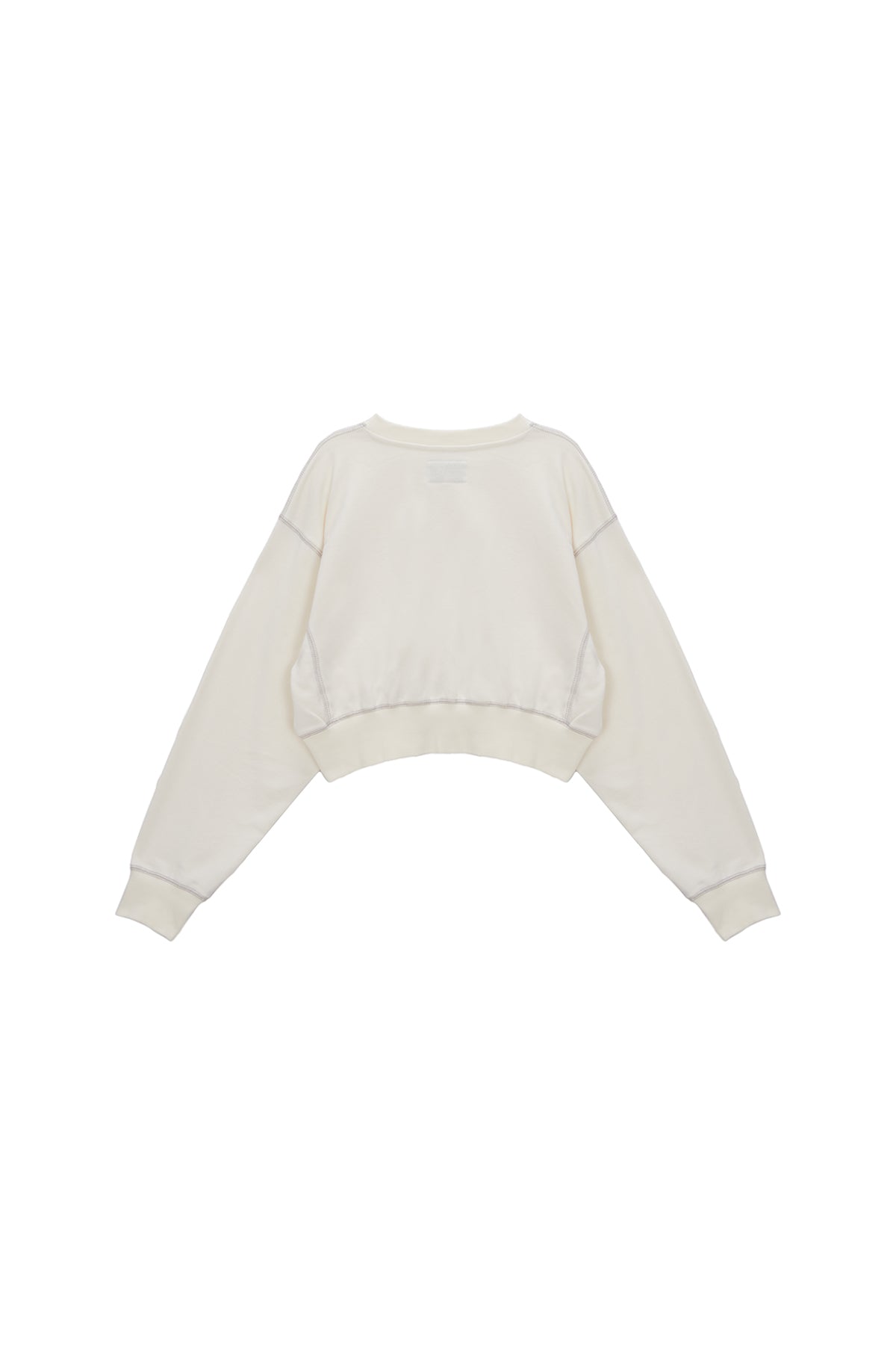 [matinkim] STITCH LABEL CROP SWEATSHIRT IN IVORY