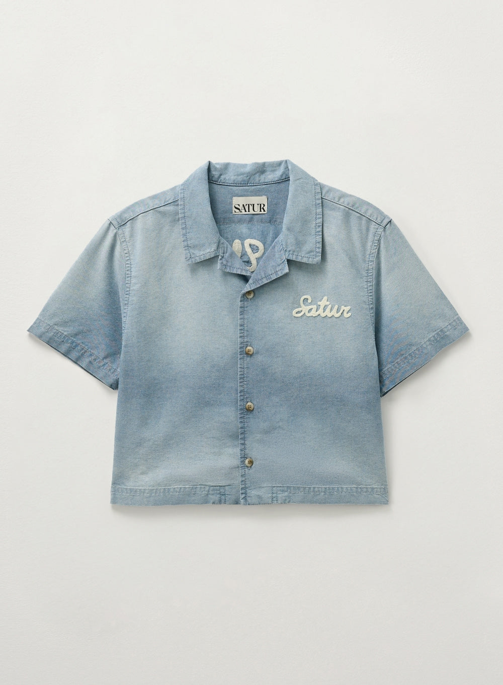 [satur] (W) Bon Voyage Denim Shirt - Light Blue