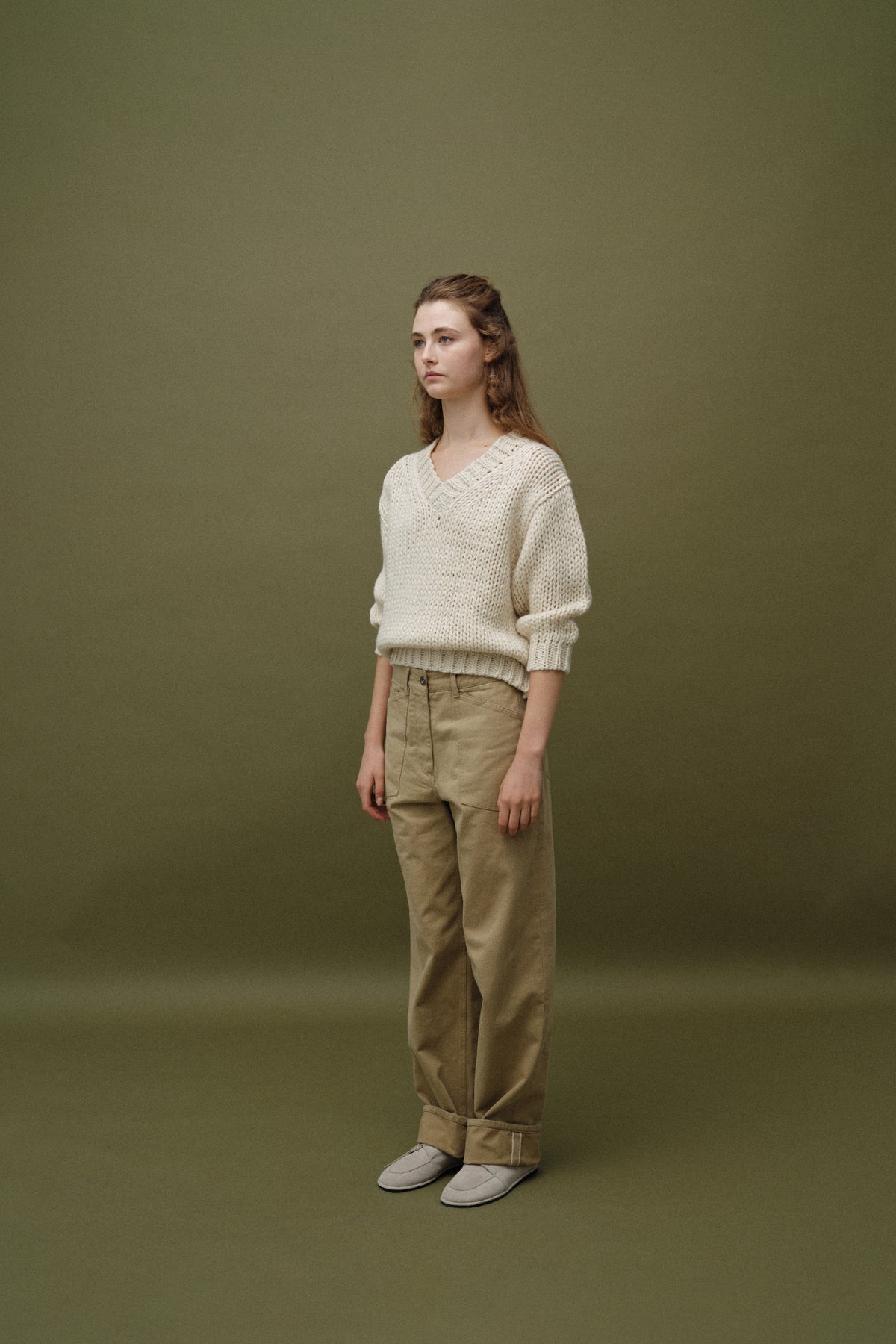 Nothing Written Pet selvage straight pants (Beige)