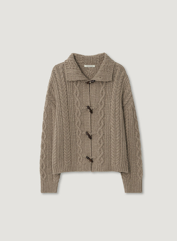 Mango Maniplease Toto Cable Cardigan Brown