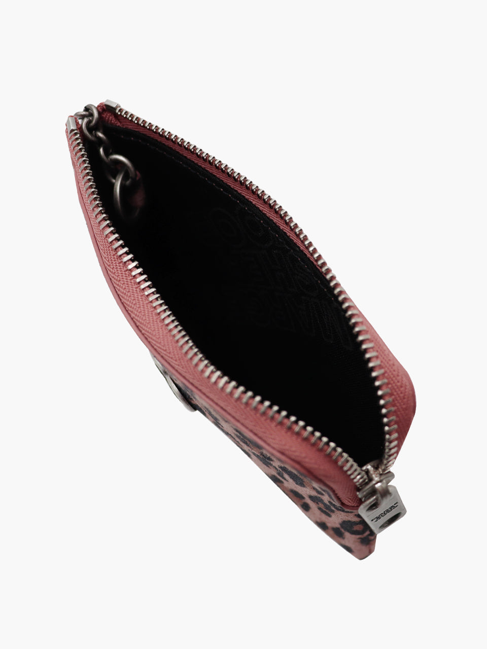 Margesherwood Heart Zipper Wallet Silver Logo pink leopard suede