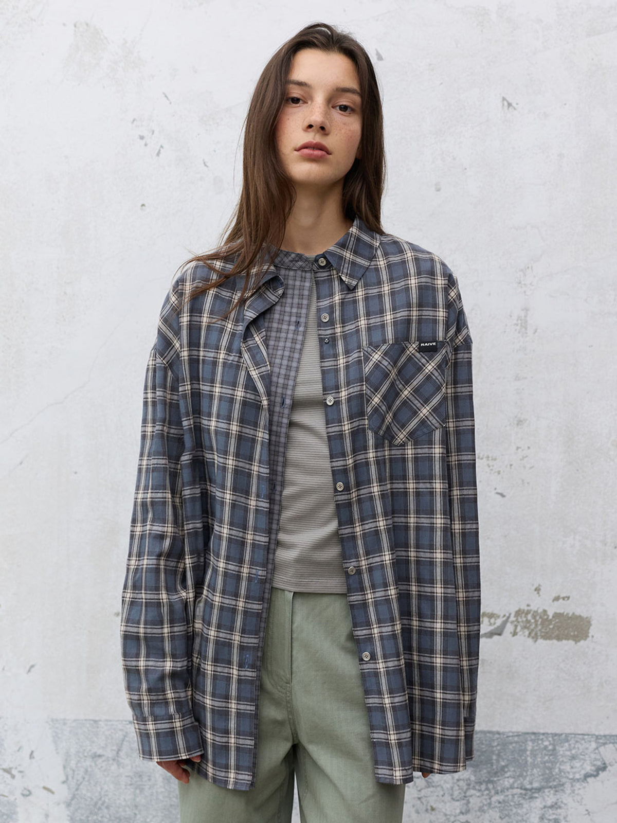Raive Layered Check Shirts in Charcoal