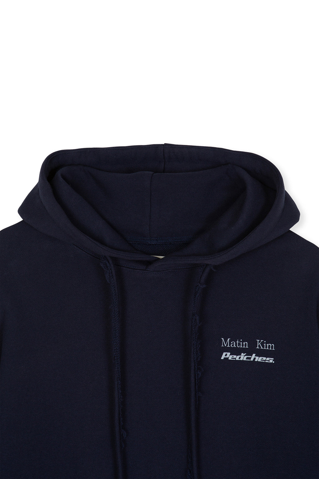 [matinkim] PEACHES LOGO GRAPHIC HOODY IN NAVY
