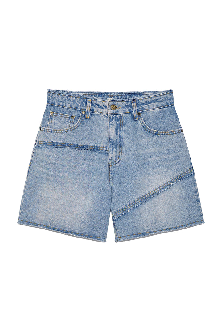 Matinkim Cut Line Point Denim Shorts IN Blue