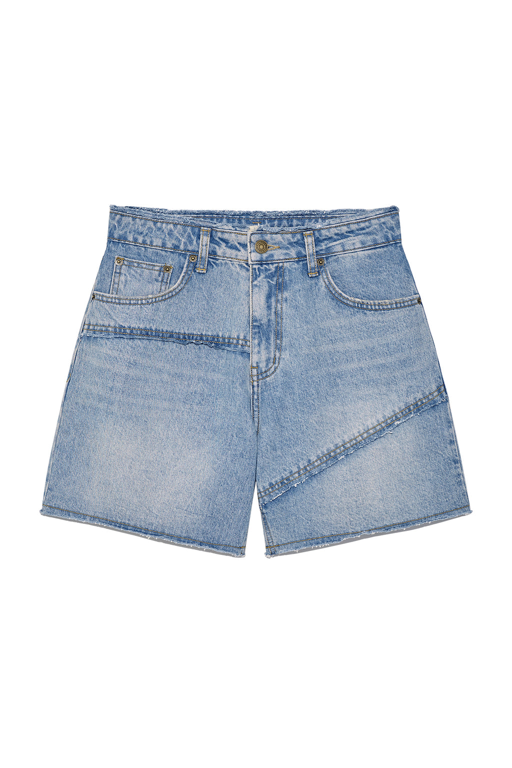 Matinkim Cut Line Point Denim Shorts IN Blue