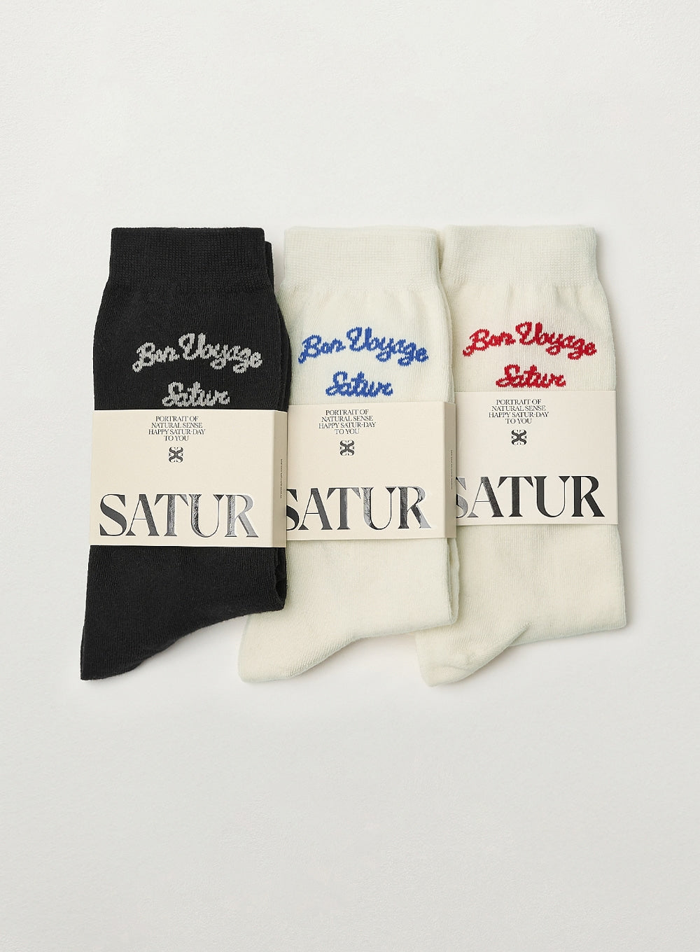 [satur] Bon Voyage Plain Socks - Cream Blue
