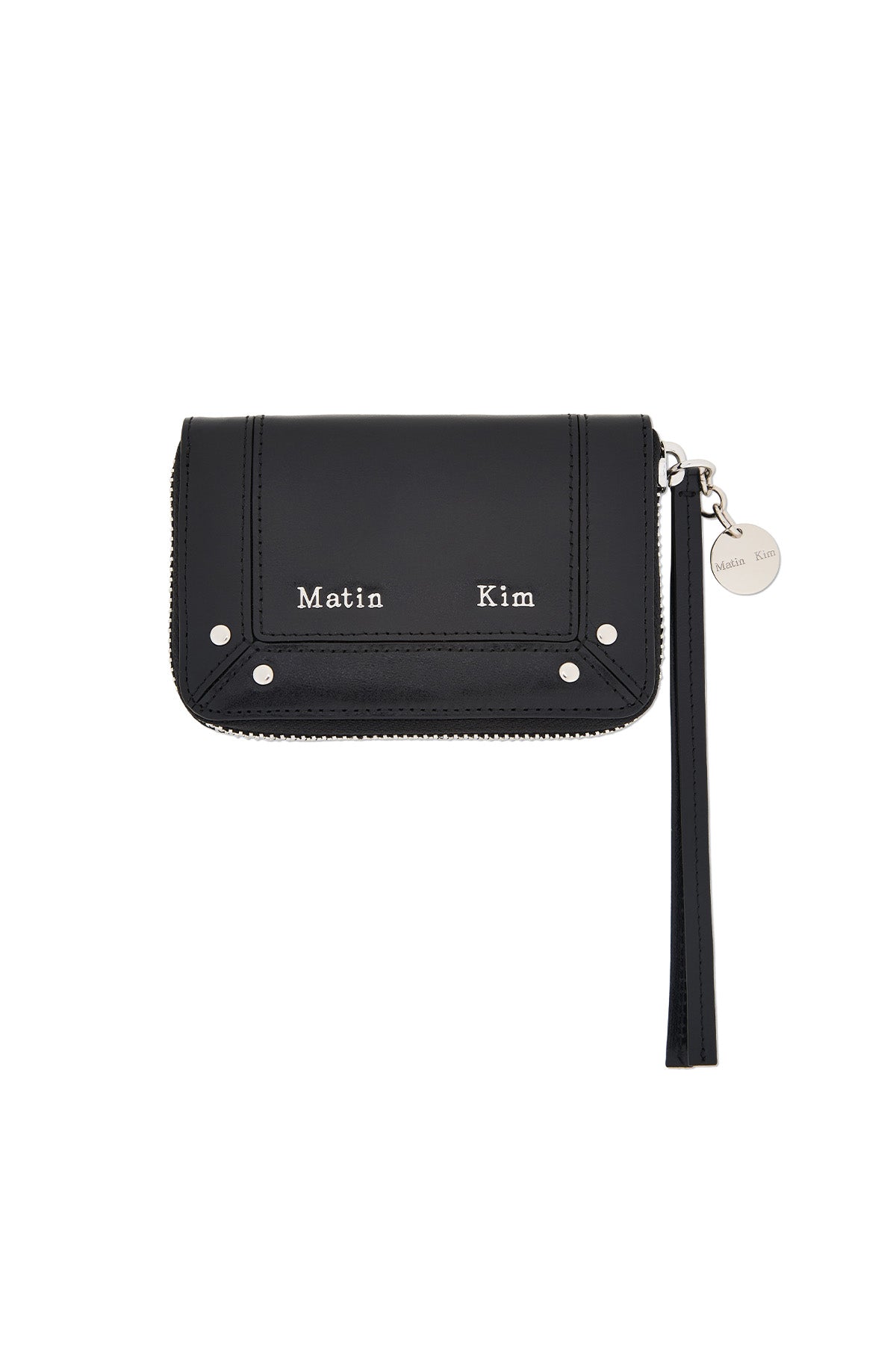Matinkim Steel Logo Rivet Compact Wallet IN Black