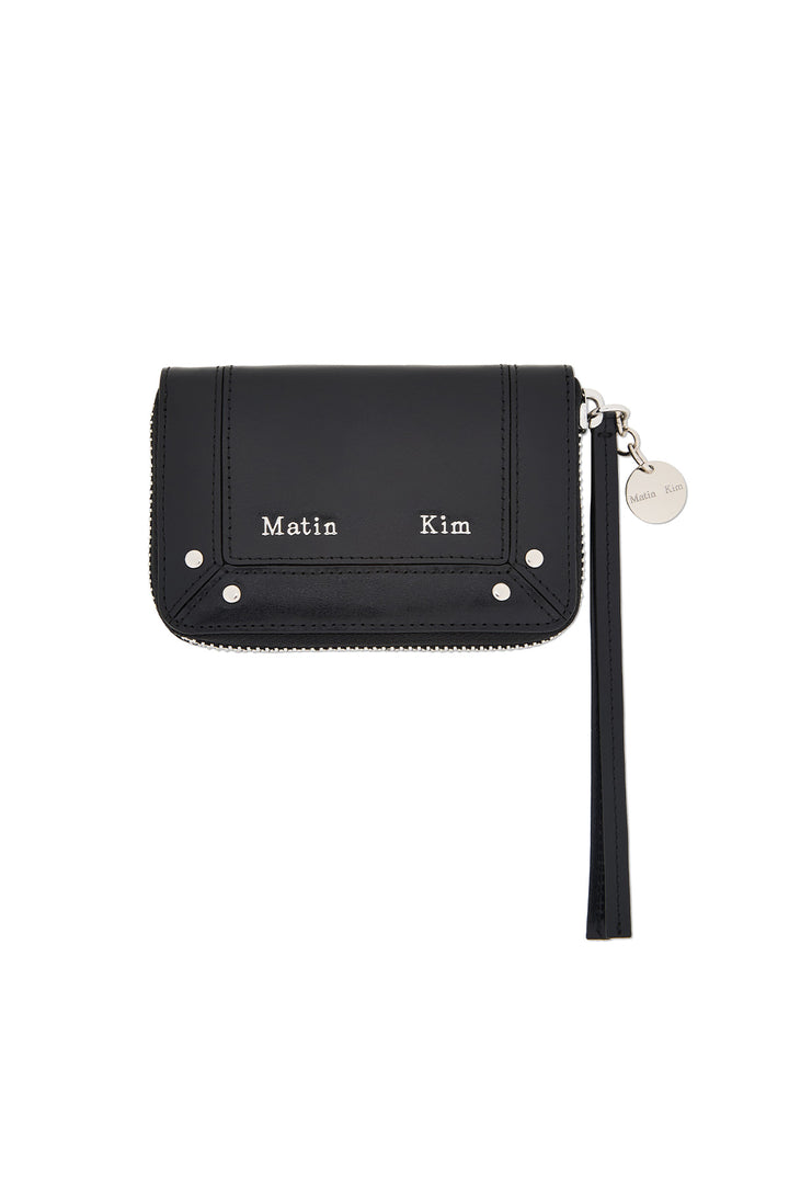 Matinkim Steel Logo Rivet Compact Wallet IN Black