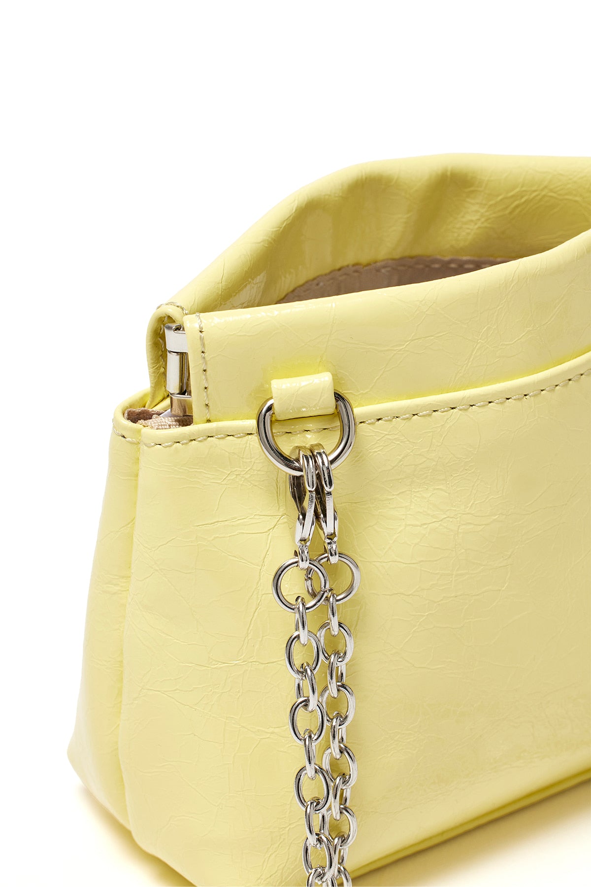 [matinkim] GLOSSY LEATHER MINI WALLET BAG IN LIGHT YELLOW