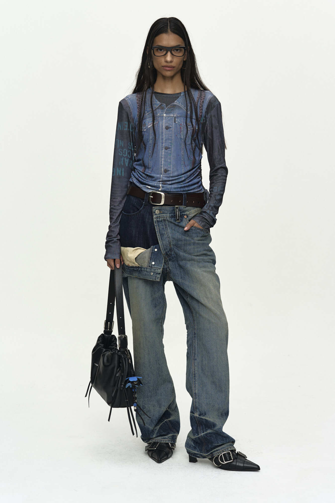 Andersson Bell Denim Collage Printed Top