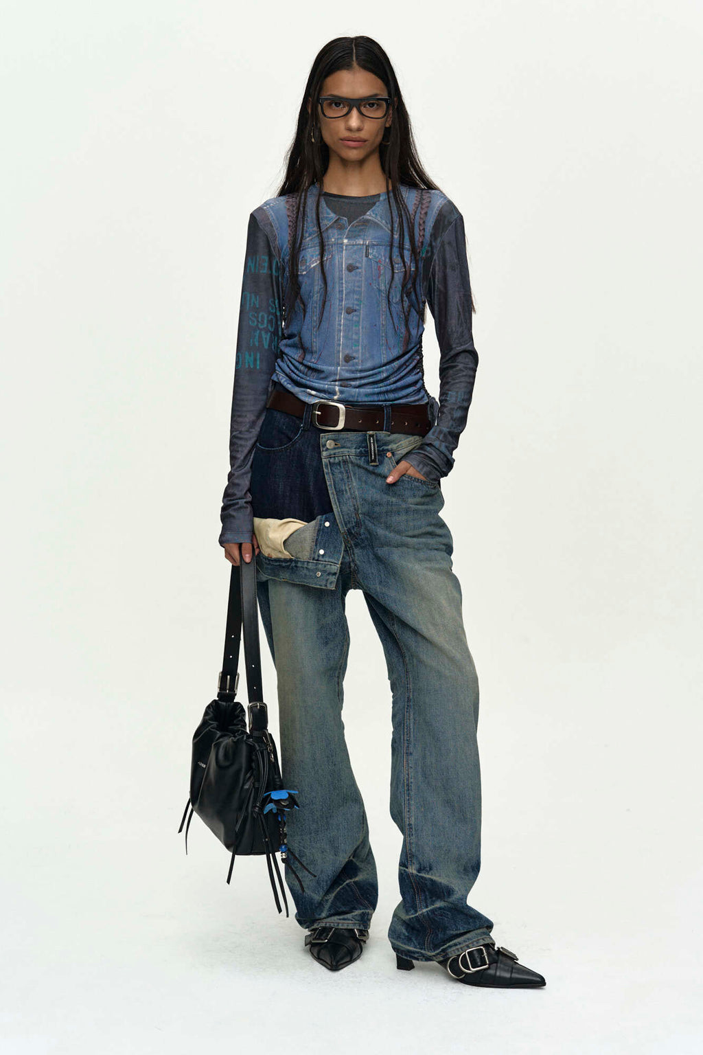 Andersson Bell Denim Collage Printed Top Navy)