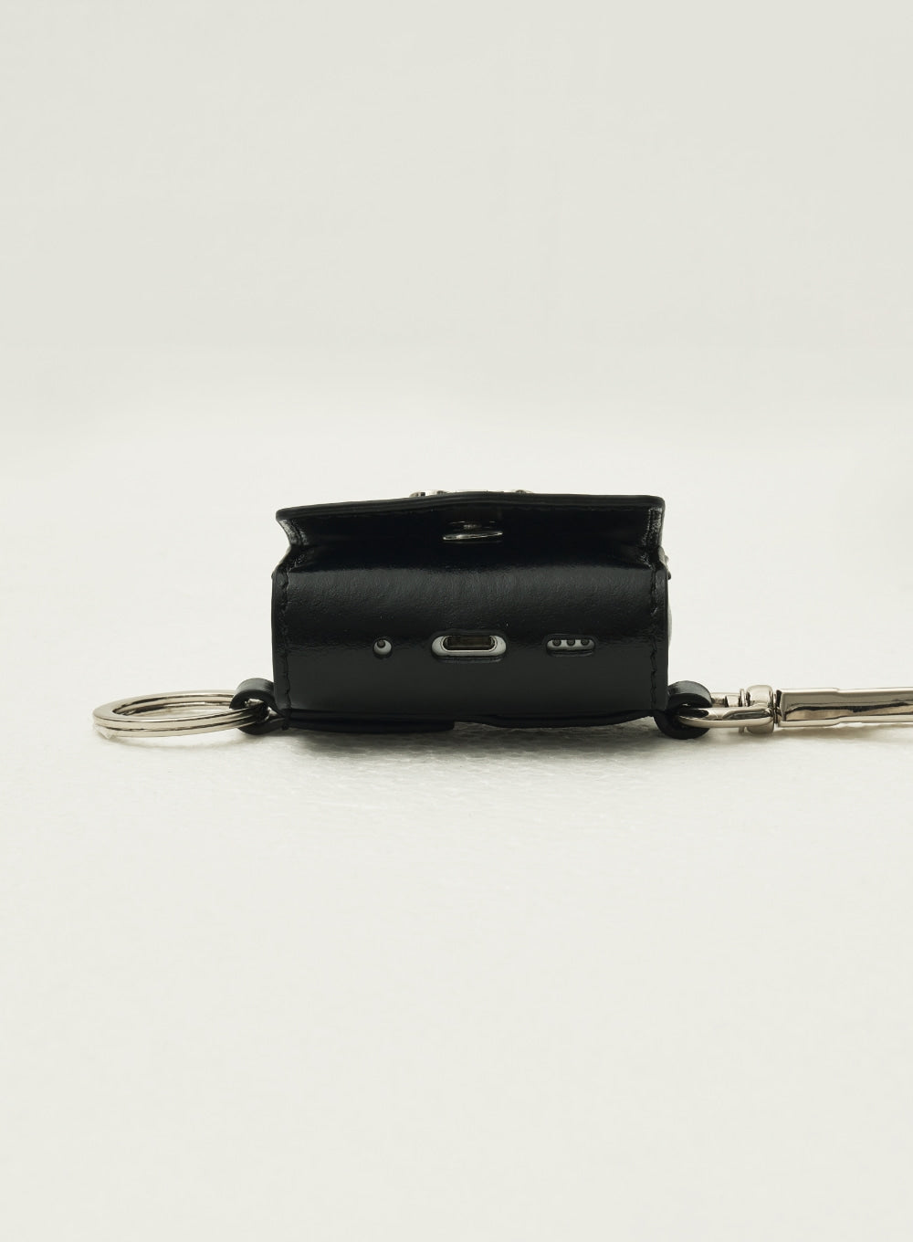 [satur] Satur Keyring Leather Airpods Case - Glossy Black