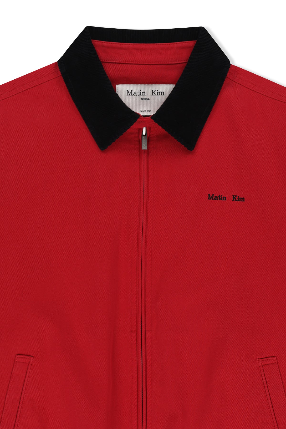 Matinkim Corduroy Contrast Trim Blouson Jumper IN Red