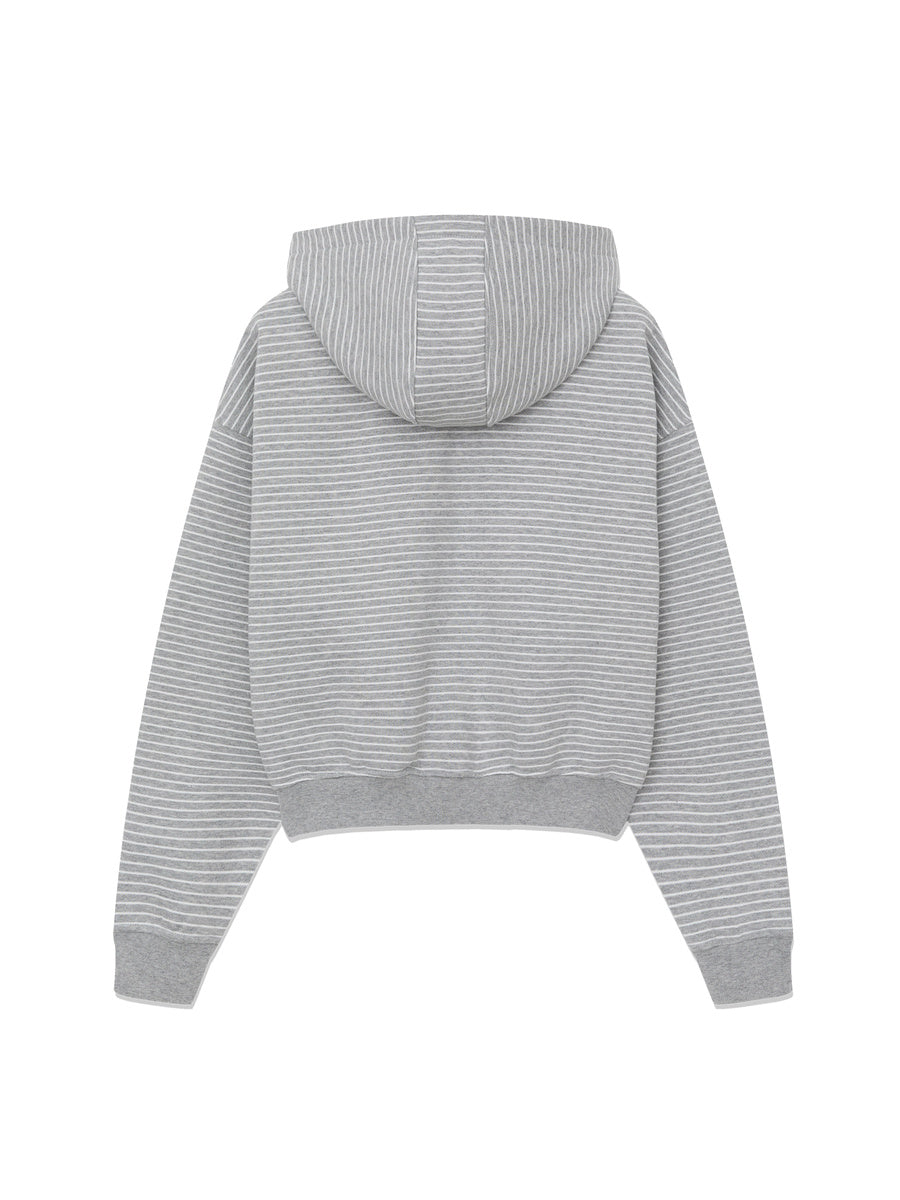 GLOWNY G Warm Core Stripe Zip Hoodie (Gray Stripe)