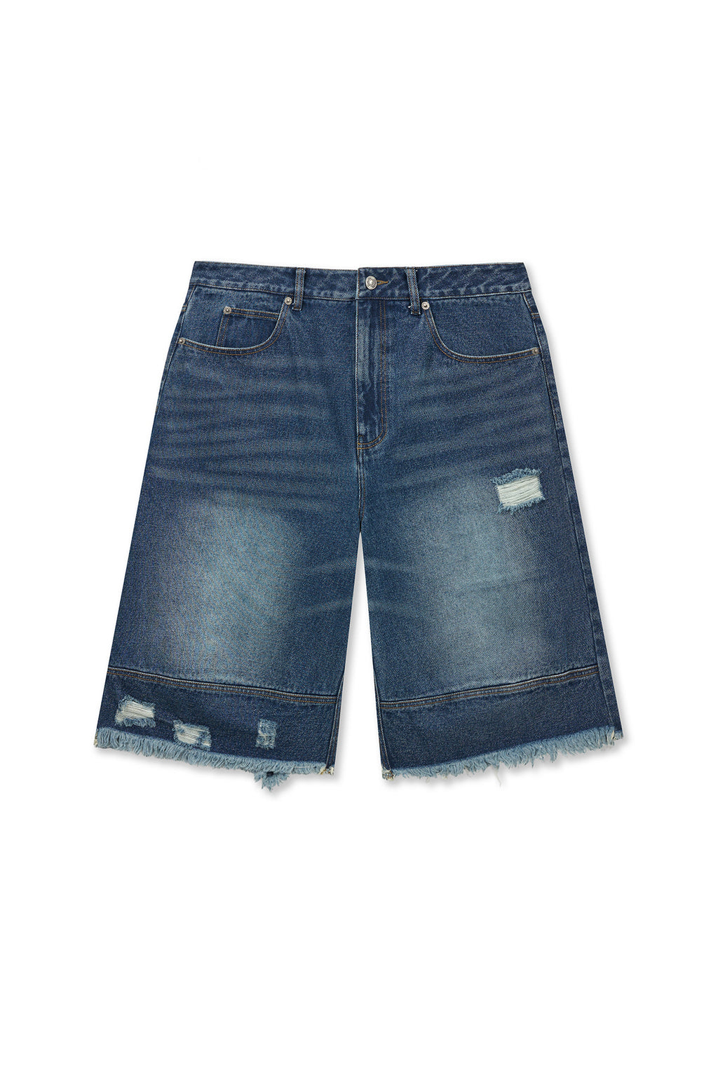 Matinkim Destroyed Bermuda Denim Pants For Men IN Navy