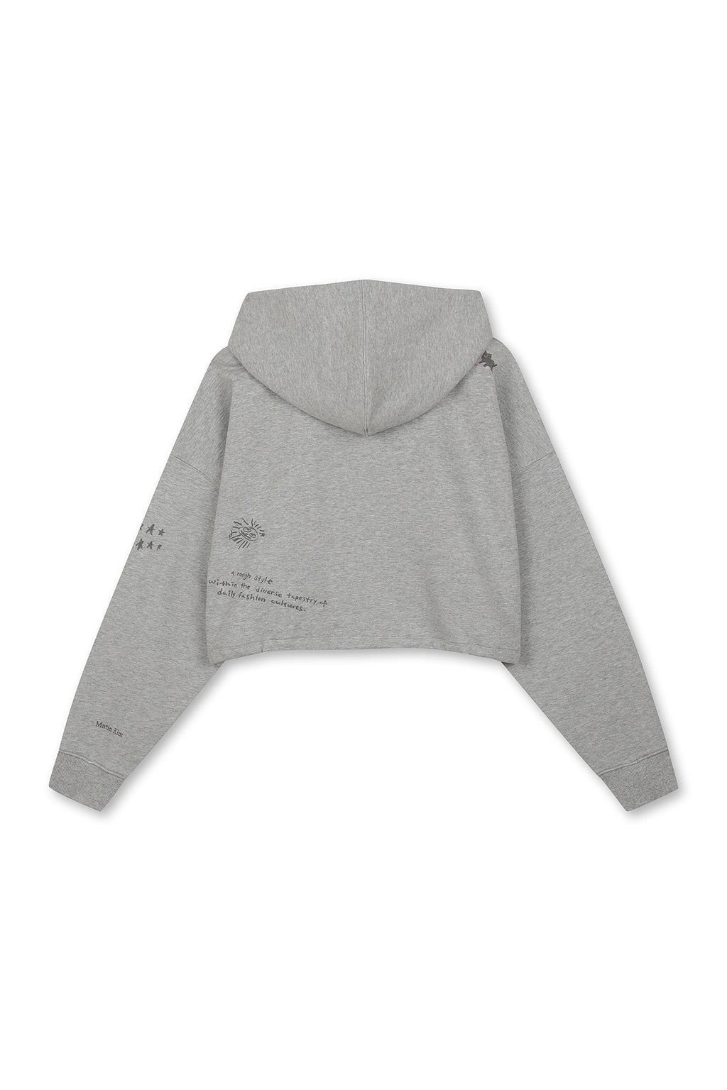[matinkim] GRAFFITI ARTWORK CROP HOODY ZIP UP IN GREY