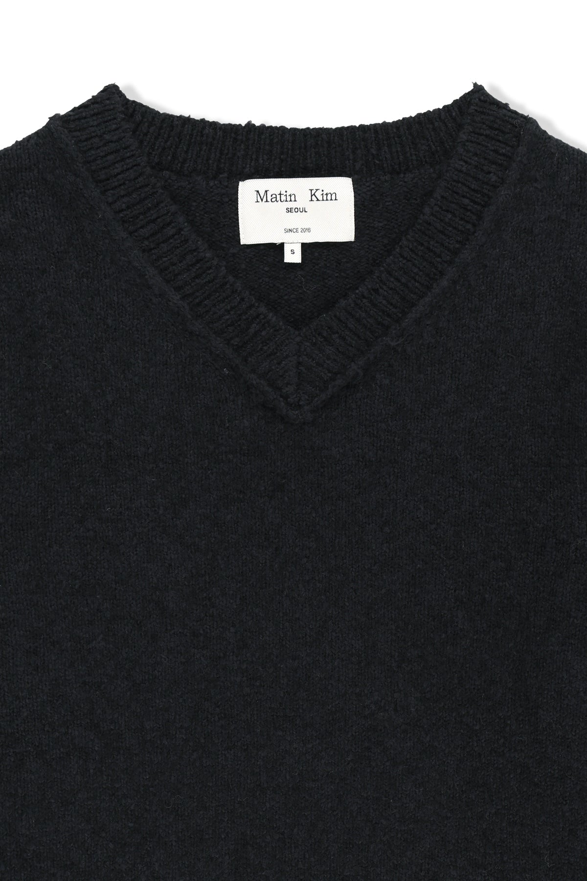 Matinkim Distressed Hem V Neck Knit Pullover IN Dark Navy