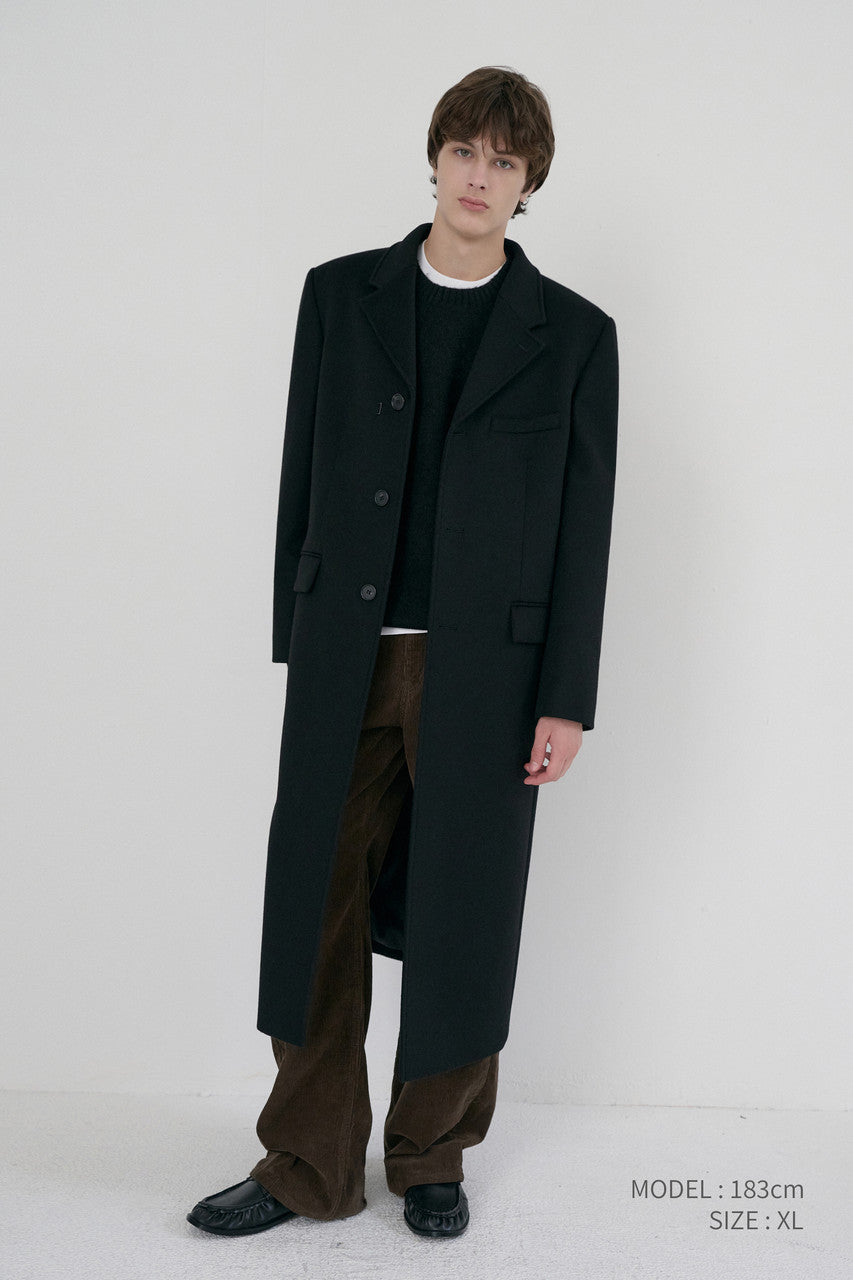 Dunst Unisex 2-Way 3 Button Cashmere Coat Black