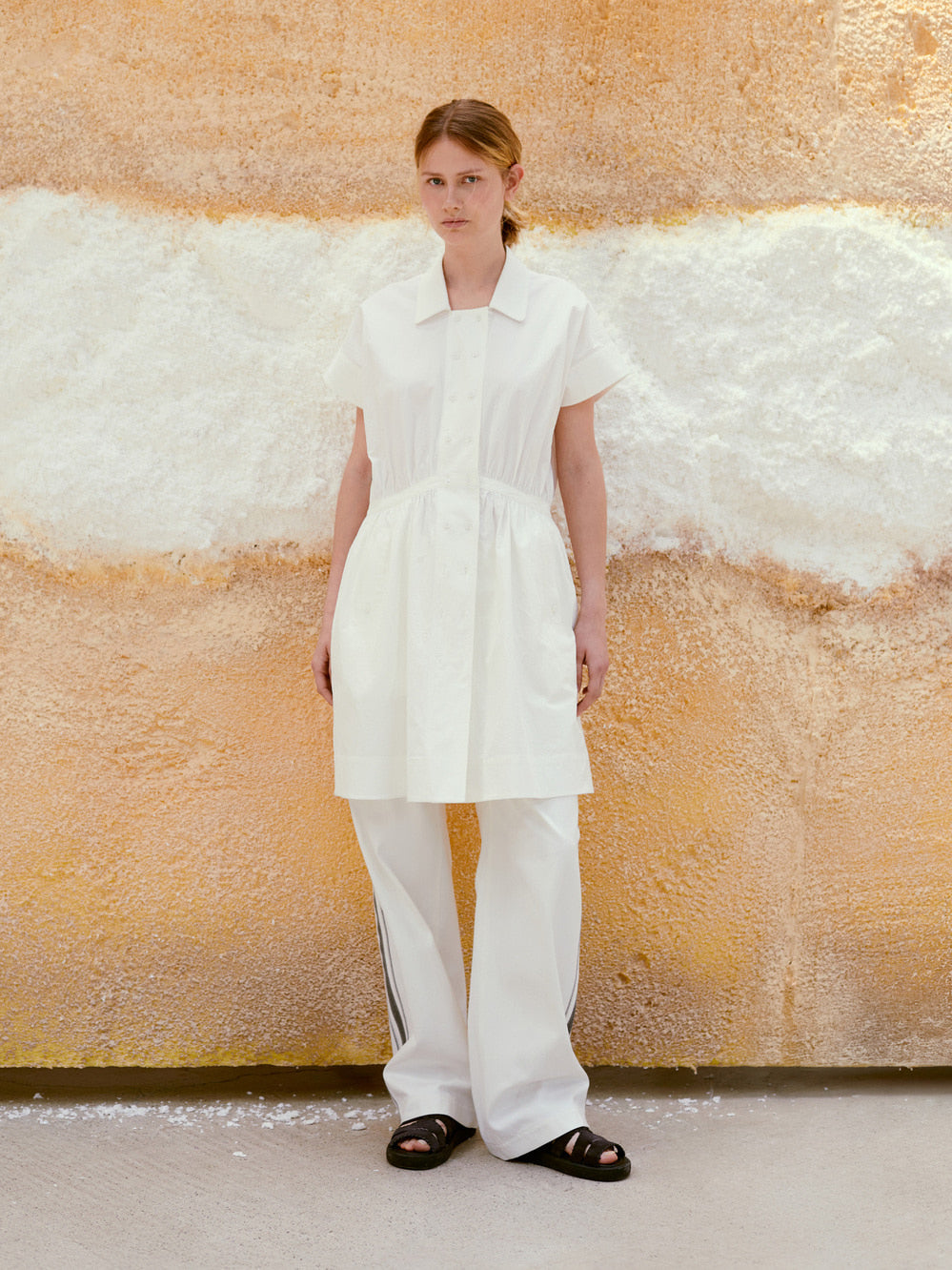 Low Classic Flared Mini Dress White