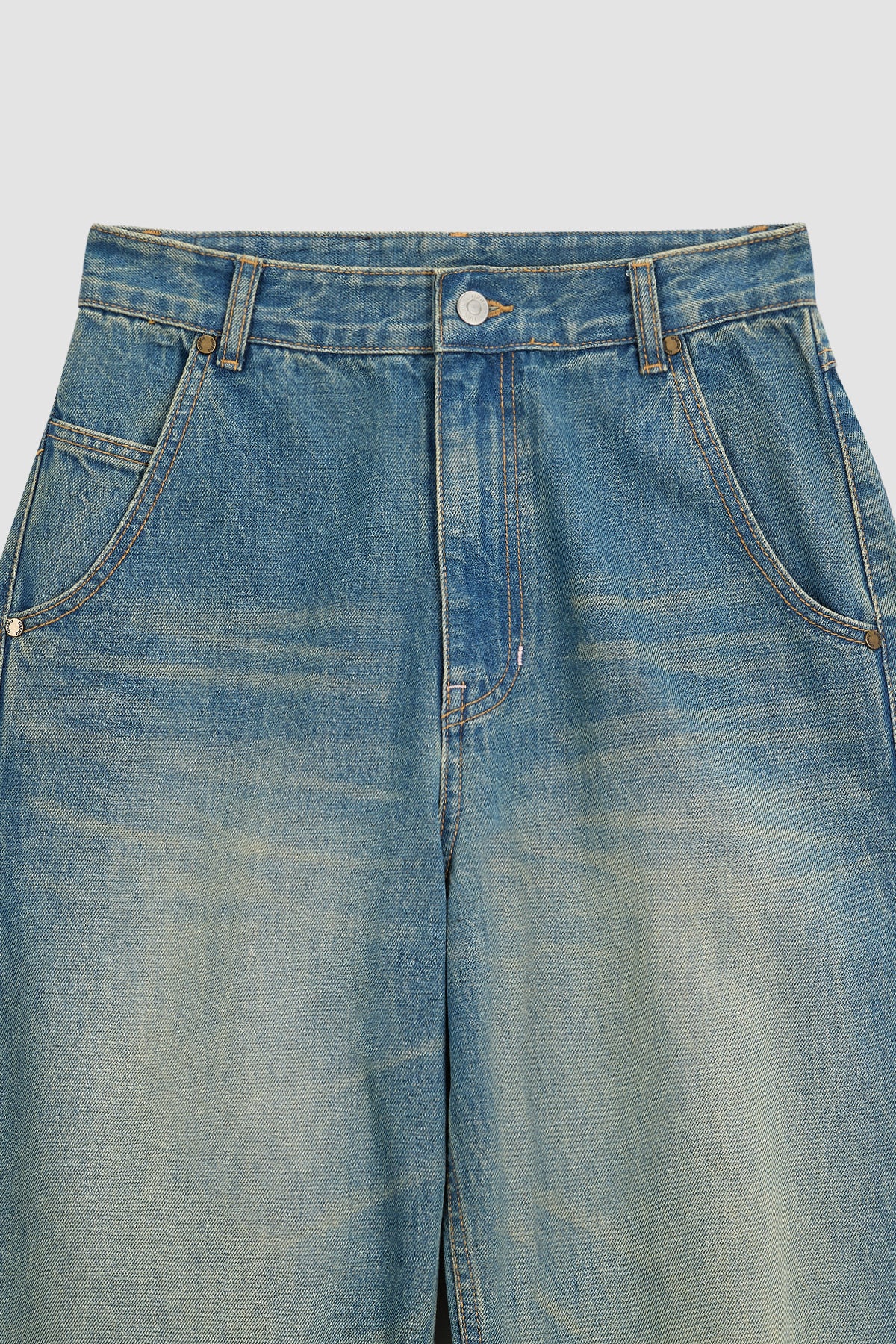 Matinkim Washed Wide Denim Pants IN Blue