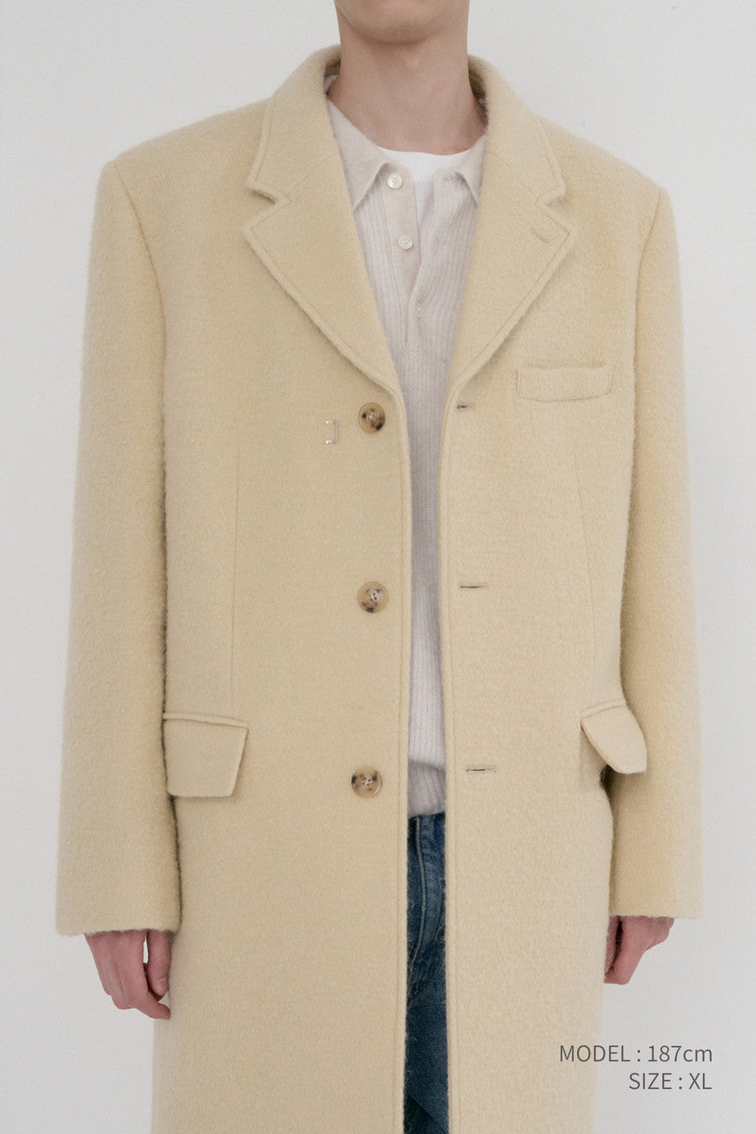 Dunst Unisex 2-Way 3 Button Boucle Wool Coat Butter Cream