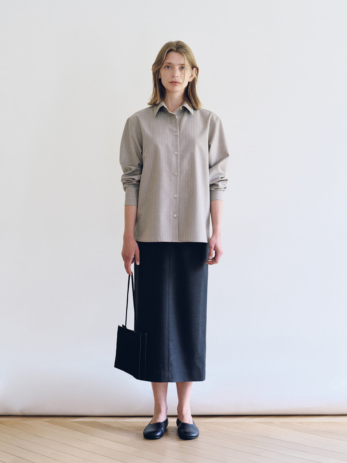 Nothing Written Noa Wool Shirt (Ash Gray Stripe)