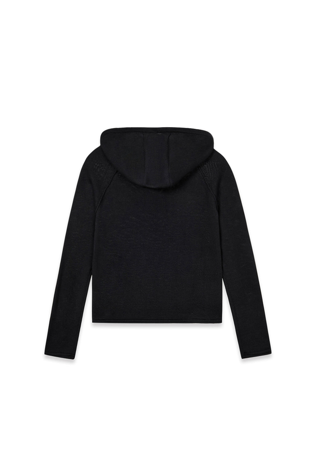 [matinkim] BUTTON HOODY RAGLAN KNIT TOP IN BLACK
