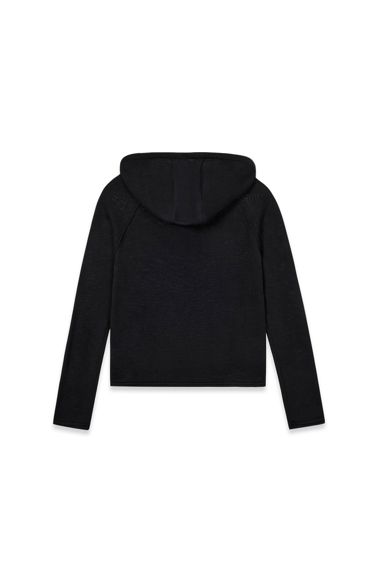 [matinkim] BUTTON HOODY RAGLAN KNIT TOP IN BLACK