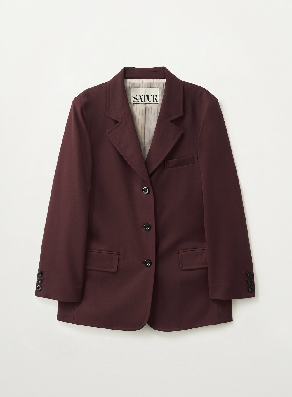[satur] (W) 3-Button Single Blazer - Burgundy