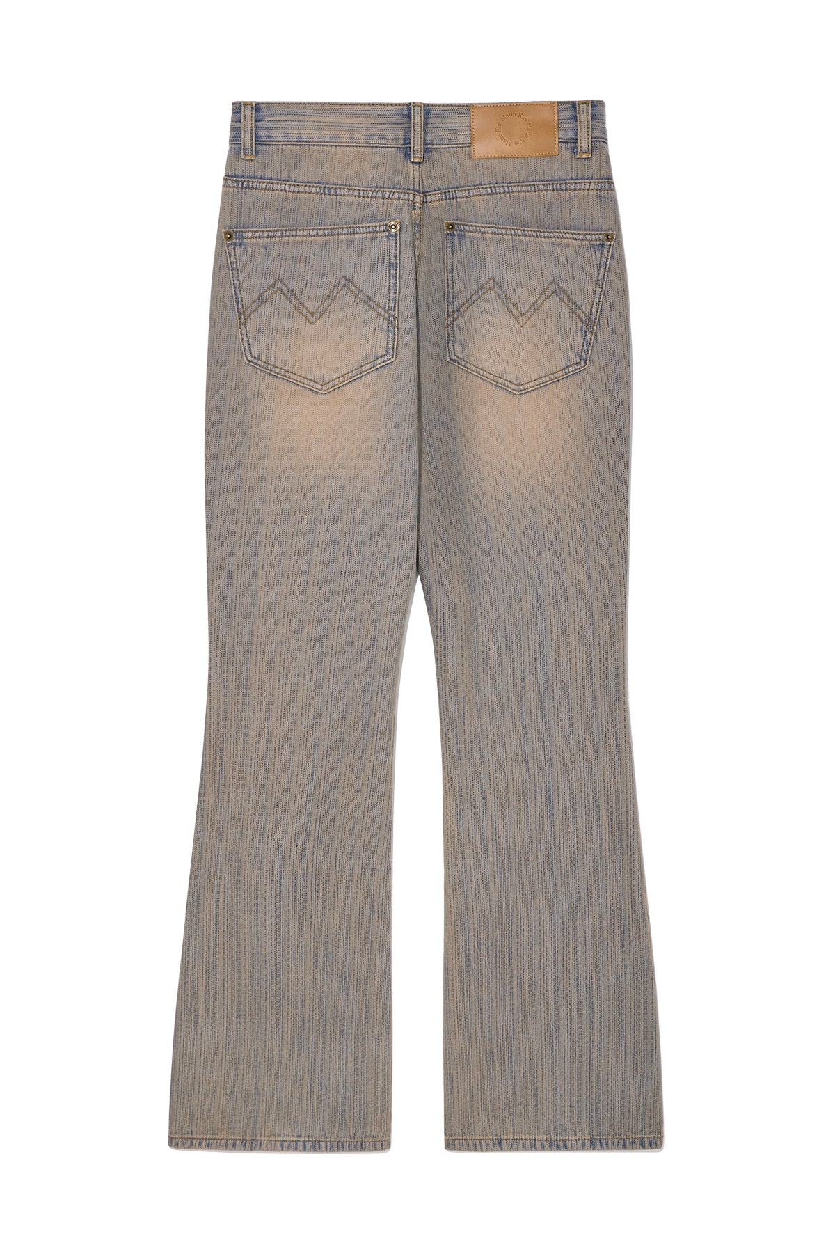 Matinkim Washed Stripe Boots Cut Denim Pants IN Smoke Blue
