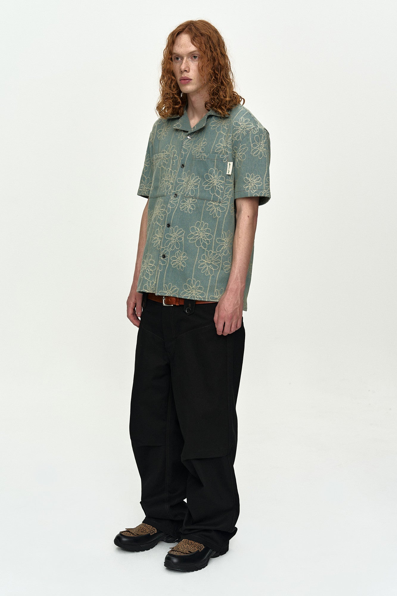 Andersson Bell Flower Embroidery Open Collar Shirt