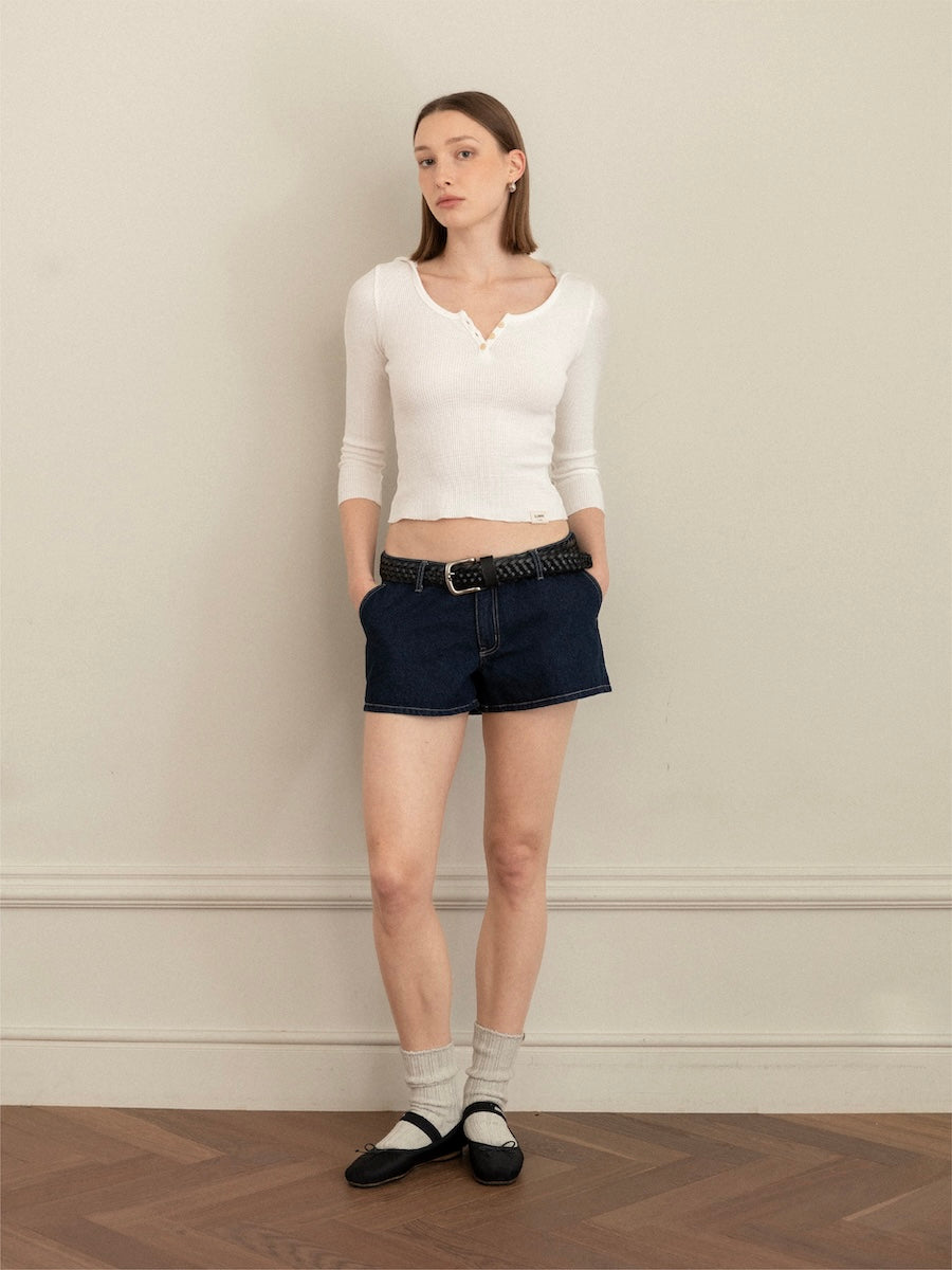 GLOWNY The Rachel Denim Shorts (Deep Blue)